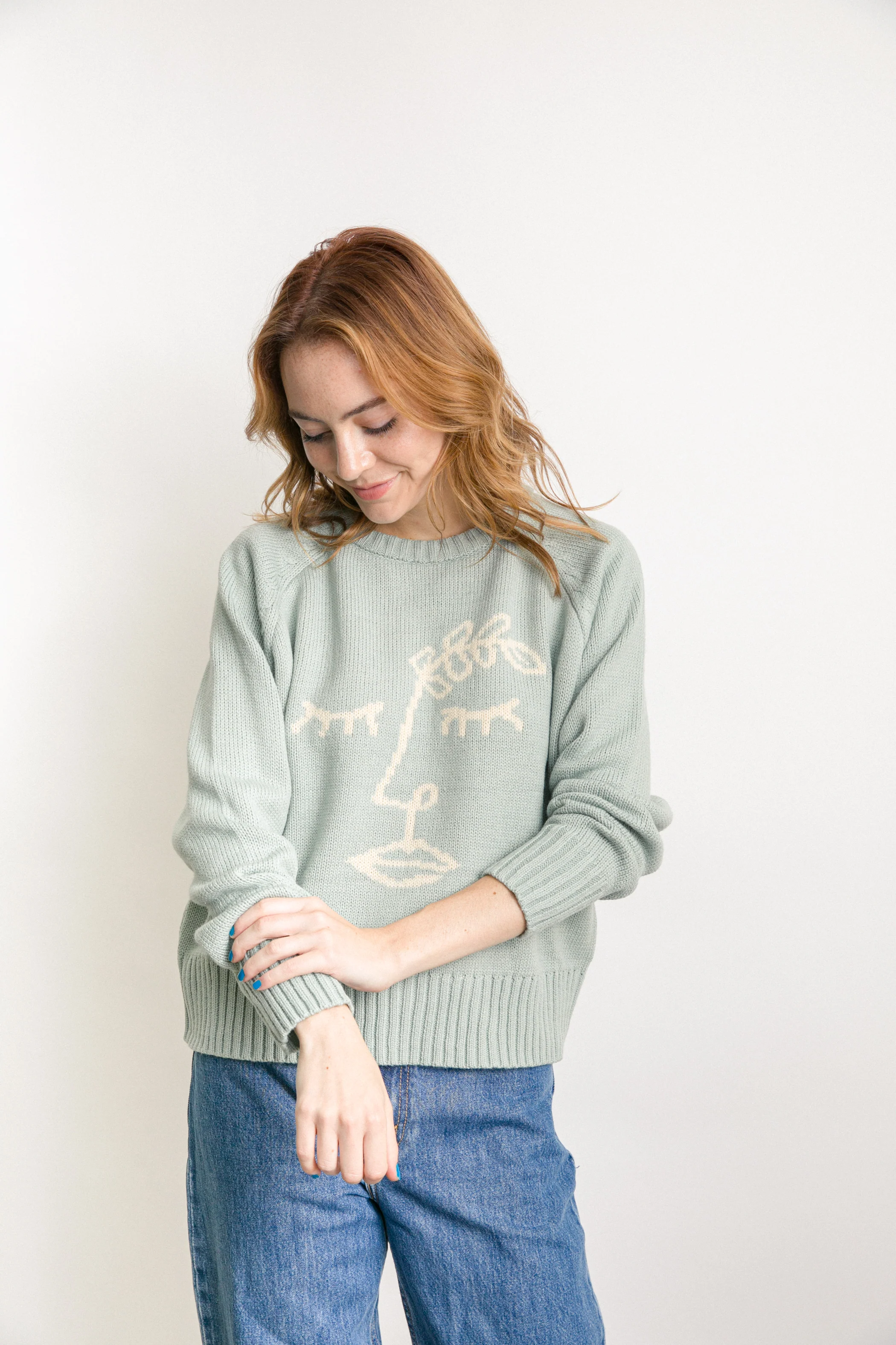 Sage Face Recycled Knit Sweater - Image 4